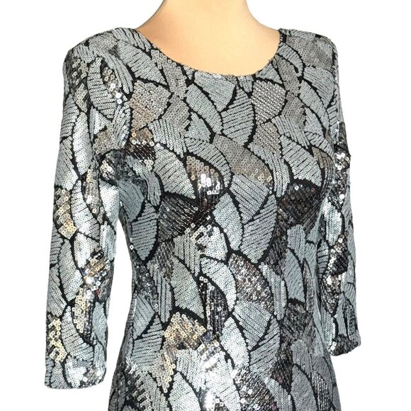 NWT Body Language Paris Sequin Mini Dress Sz.S Silver Cocktail Formal Coquette - Picture 4 of 13